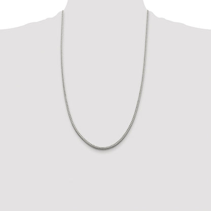 Sterling Silver Rhodium-plated 2.5mm Diamond-cut Round Franco Chain