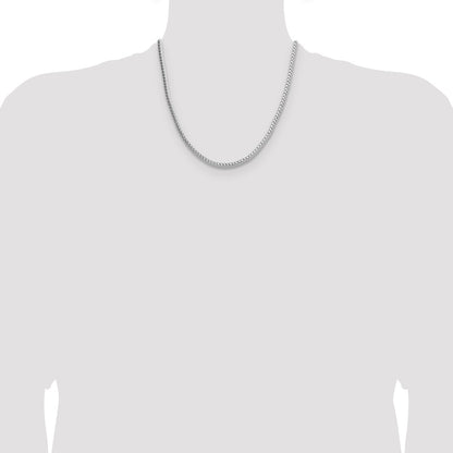 Sterling Silver Rhodium-plated 3.4mm Diamond-cut Round Franco Chain