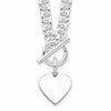 Sterling Silver RH-plated Heart Disc on Toggle 18in Necklace