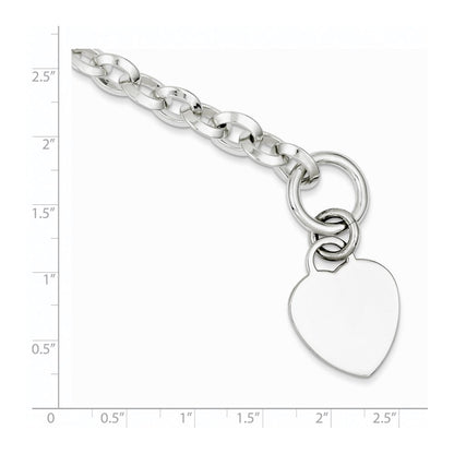 Sterling Silver Engraveable Heart Disc on Fancy Link Toggle Bracelet