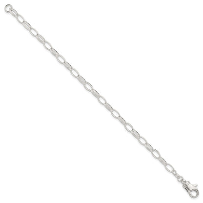 Sterling Silver 9inch Solid Polished Fancy Link Anklet