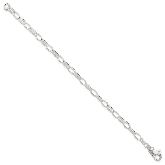 Sterling Silver 10 inch Solid Polished Fancy Link Anklet