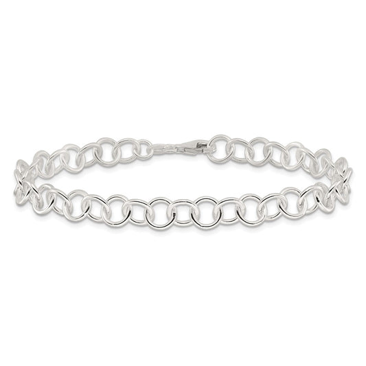 Sterling Silver 10inch Polished Fancy Link Anklet