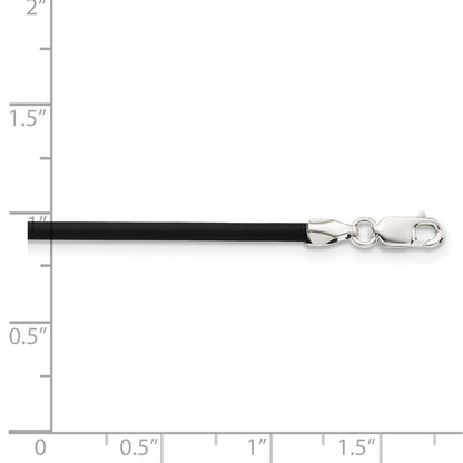 Sterling Silver 18inch 2mm Black Rubber Cord Necklace
