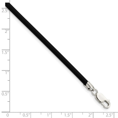 Sterling Silver 18inch 3mm Black Rubber Cord Necklace