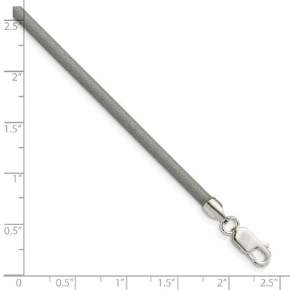 Sterling Silver 16inch 3mm Metallic Rubber Cord Necklace