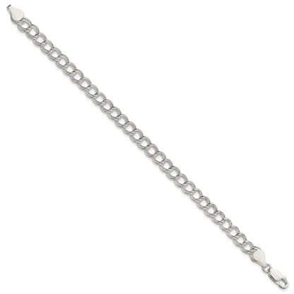 Sterling Silver 6mm Solid Double Link 8 inch Charm Bracelet