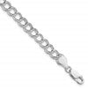 Sterling Silver RH-plated 6mm Solid Double Link Charm Bracelet