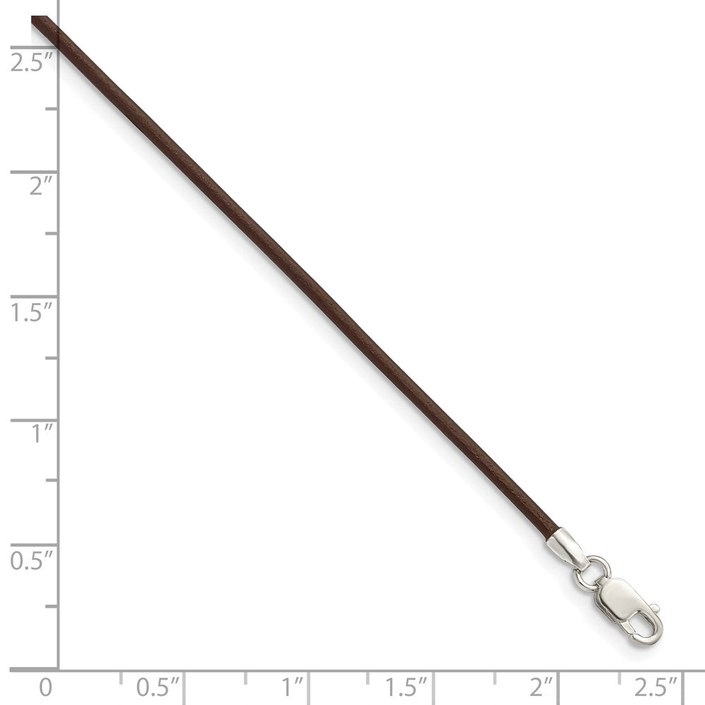 Sterling Silver 18inch 1.5mm Brown Leather Cord Necklace