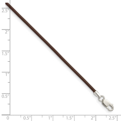 Sterling Silver 18inch 1.5mm Brown Leather Cord Necklace