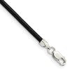Sterling Silver 16inch 2mm Black Leather Cord Necklace