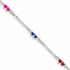 Sterling Silver Polished & Red Enameled Double Heart with 1 Inch Extension Children's Bracelet