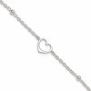 Sterling Silver Open Heart and Bead 9 inch Plus 1 inch Extender - Total 10 inch Anklet