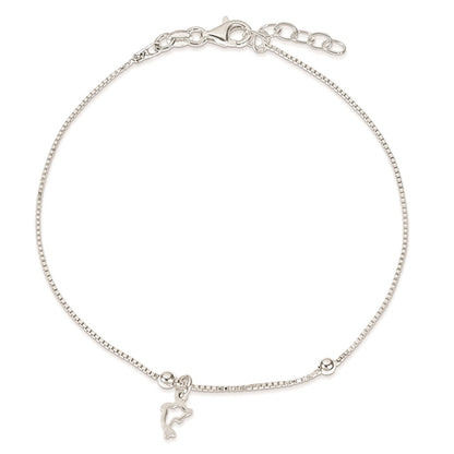 Sterling Silver Dolphin 9 inch Plus 1 inch Extender - Total 10 inch Anklet