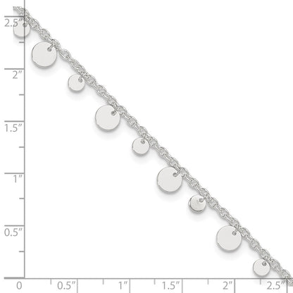 Sterling Silver Circle Disc 9 inch Plus 1 inch Extender - Total 10 inch Anklet