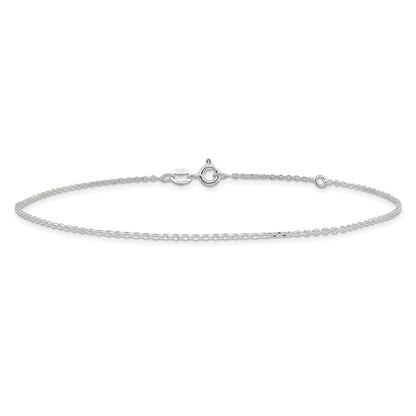 Sterling Silver 1mm Cable Chain 10 inch Plus 1 inch Extender - Total 11 inch Anklet
