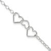 Sterling Silver Interlocking Hearts 8 inch Plus 1 inch Extender - Total 9 inch Anklet