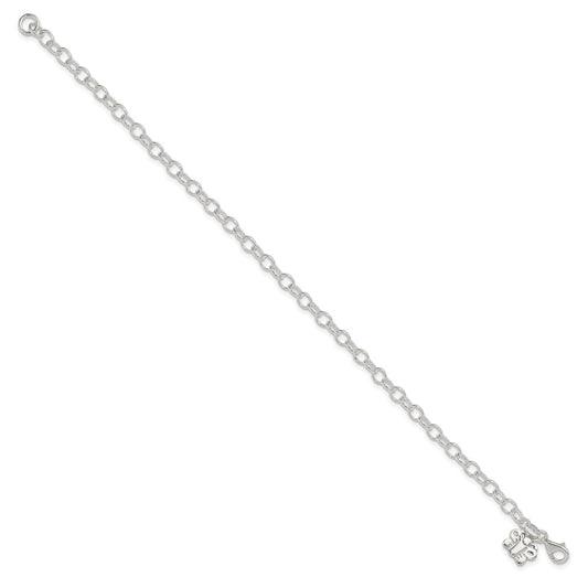 Sterling Silver Small Oval Rolo Link with Butterfly Anklet