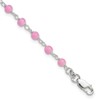 Sterling Silver Pink Glass Bead with Heart Dangle 8 inch Plus 1 inch Extender - Total 9 inch Anklet
