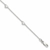 Sterling Silver Puffed Heart 5-Station 9 inch Plus 1 inch Extender - Total 10 inch Anklet