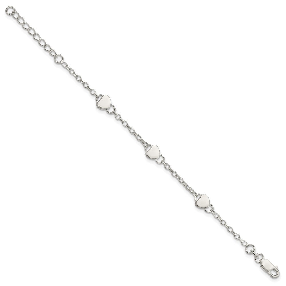 Sterling Silver Heart Childs 6 Inch Plus 1 Inch Ext. Bracelet
