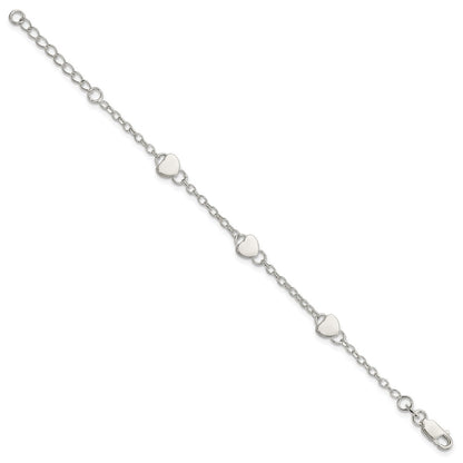 Sterling Silver Heart Childs 6 Inch Plus 1 Inch Ext. Bracelet