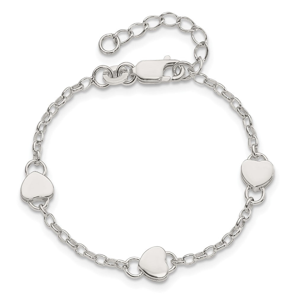 Sterling Silver Heart Childs 6 Inch Plus 1 Inch Ext. Bracelet