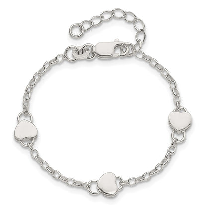 Sterling Silver Heart Childs 6 Inch Plus 1 Inch Ext. Bracelet