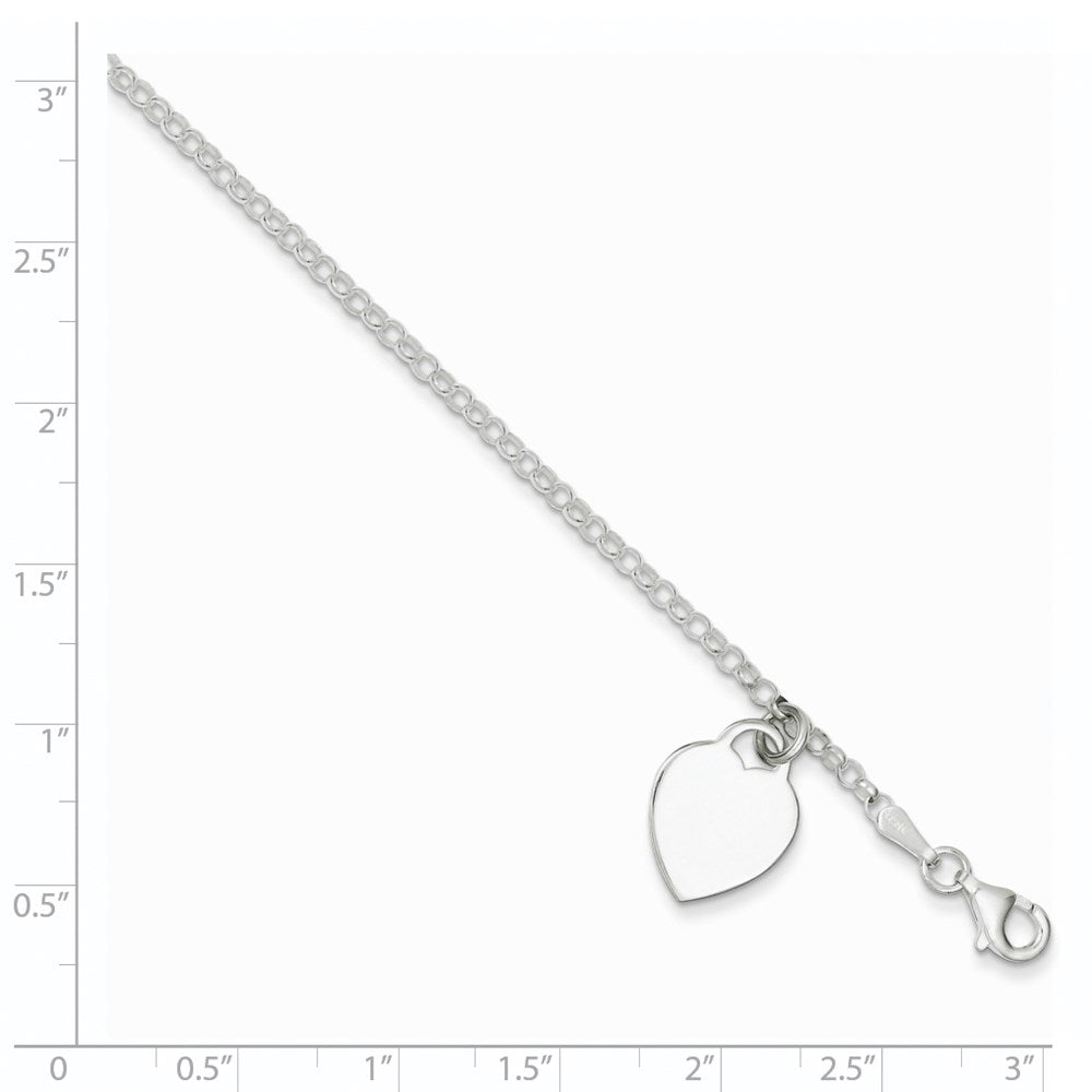Sterling Silver Engraveable Heart 6 in Childs Bracelet