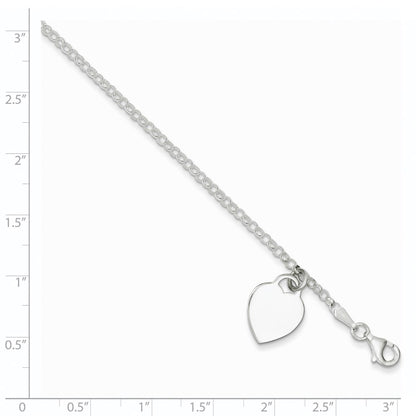 Sterling Silver Engraveable Heart 6 in Childs Bracelet