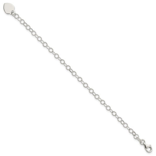Sterling Silver Engraveable Heart Charm Childs Bracelet