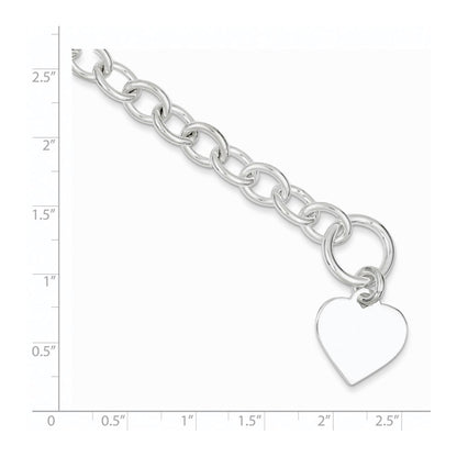 Sterling Silver Engraveable Heart Fancy Link Bracelet