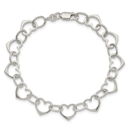 Sterling Silver Heart Link Bracelet