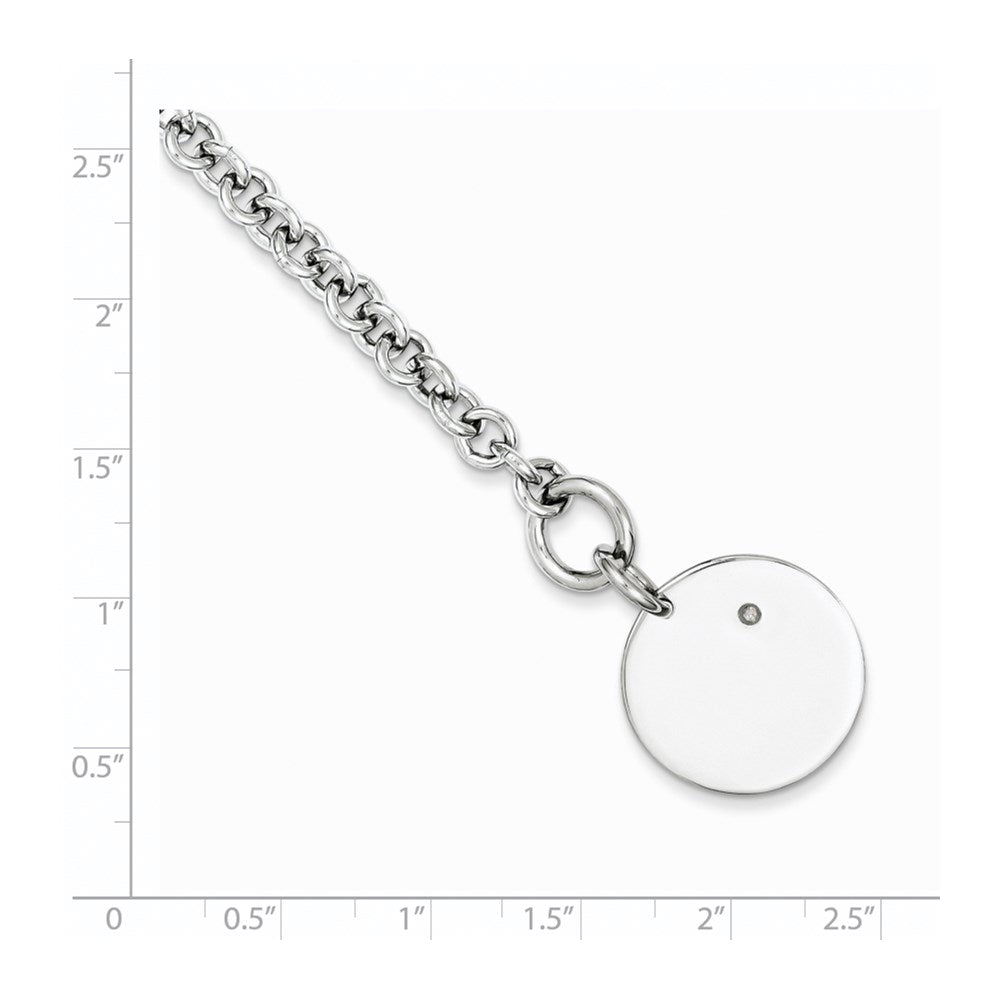 Sterling Silver Rhodium-plated .03ct Diamond Disc Bracelet