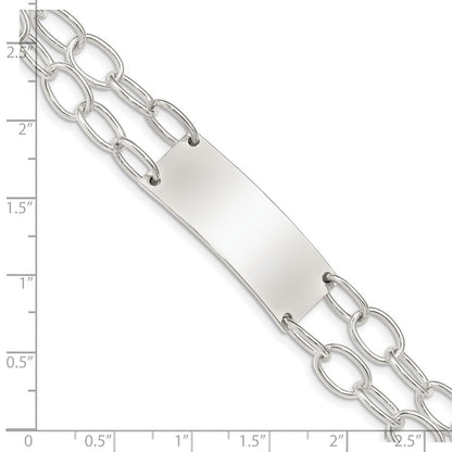 Sterling Silver Double Strand Oval Link ID Bracelet