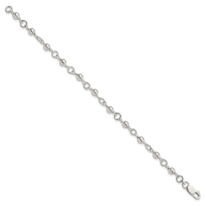Sterling Silver Beaded Fancy Link Bracelet