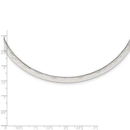 Sterling Silver Polished Hammered 6mm Neck Collar