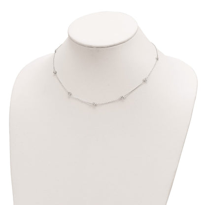 Sterling Silver 16 Inch w/2 in ext. 8-Station CZ Necklace