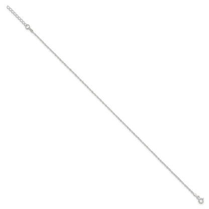 Sterling Silver 1.3mm Singapore Chain 9 inch Plus 1 inch Extender - Total 10 inch Anklet