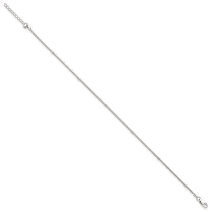 Sterling Silver 1.5mm Round Snake Chain 9 inch Plus 1 inch Extender - Total 10 inch Anklet
