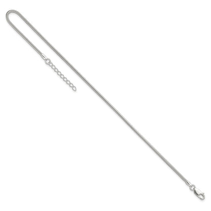 Sterling Silver 1.5mm Round Snake Chain 9 inch Plus 1 inch Extender - Total 10 inch Anklet