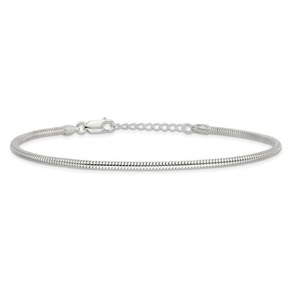 Sterling Silver 2.5mm Snake Chain 9 inch Plus 1 inch Extender - Total 10 inch Anklet