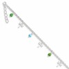 Sterling Silver Dragonfly with Aqua and Green Beads 10 inch Plus 1 inch Extender - Total 12 inch Anklet
