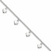 Sterling Silver Polished Hearts Anklet