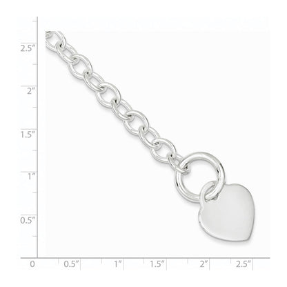 Sterling Silver Engraveable Heart Disc Toggle Bracelet