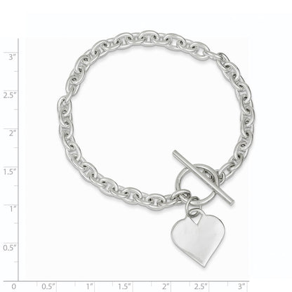 Sterling Silver Engraveable Heart Toggle Bracelet