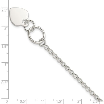 Sterling Silver Fancy Engraveable Heart Bracelet