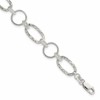 Sterling Silver Textured Oval and Circle 7.5 inch Bracelet