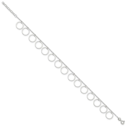 Sterling Silver Dangle Circles Anklet