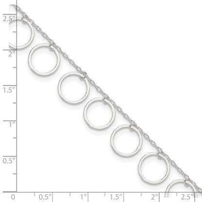 Sterling Silver Dangle Circles Anklet